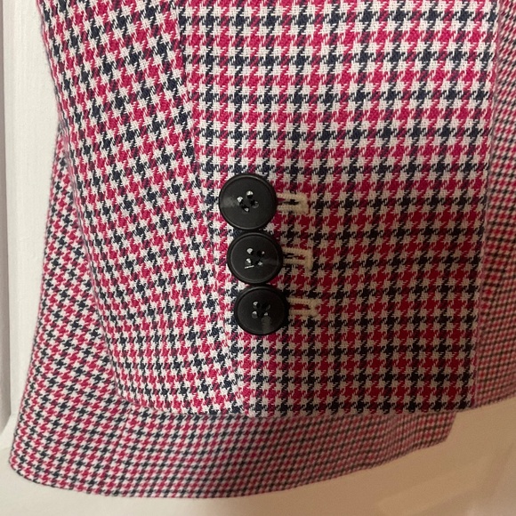 Talbots Pink, Black and Ivory Plaid Double Breasted Blazer - NWOT - Picture 7 of 15